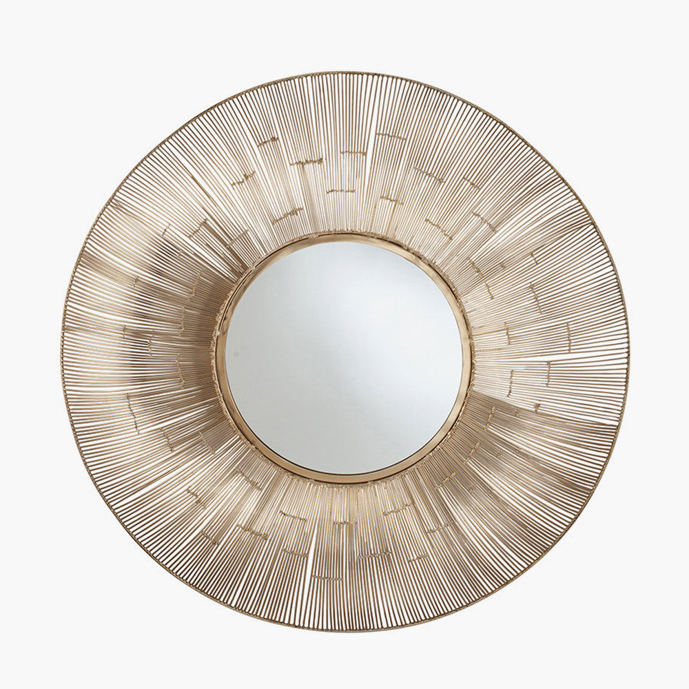 Metal Wire Round Wall Mirror - Available in Silver or Gold