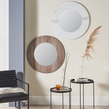 Load image into Gallery viewer, Wood Veneer Round Wall Mirror - available in Brown or White
