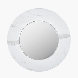 Wood Veneer Round Wall Mirror - available in Brown or White