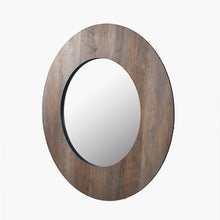 Load image into Gallery viewer, Wood Veneer Round Wall Mirror - available in Brown or White
