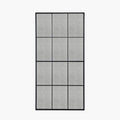 Matt Black Metal 12 Pane Floor Mirror with Foxed Glass