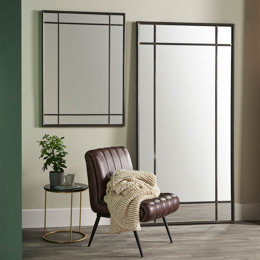 Antique Bronze Metal Rectangular - Available in Wall Mirror or Floor Mirror Style