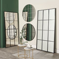 Metal 16 Pane Round Wall Mirror - Available in Silver Metal