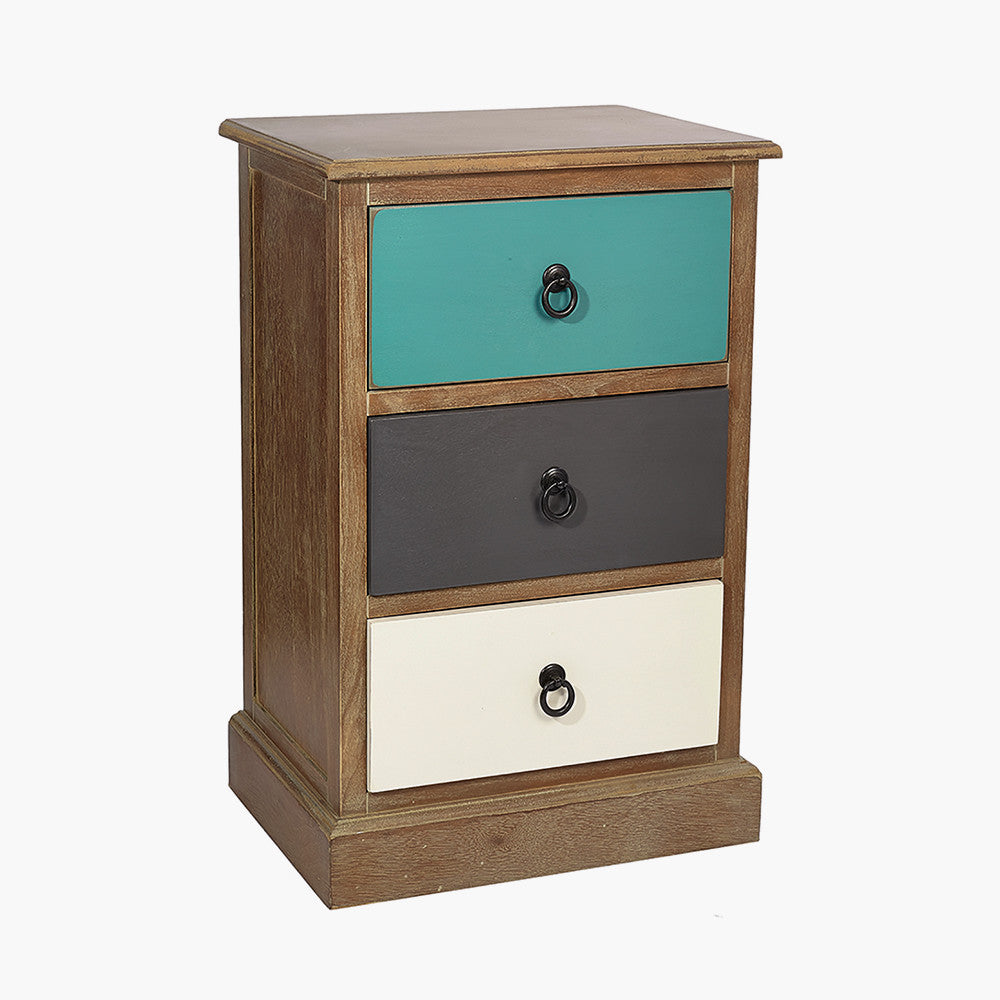 Loft Pine Wood Multicoloured 3 Drawer Unit