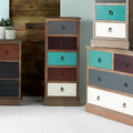 Loft Pine Wood Multicoloured 5 Drawer Unit