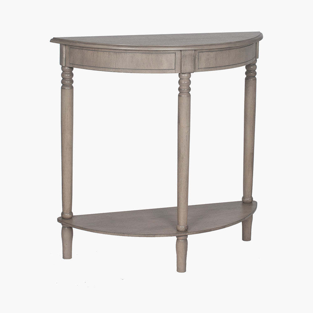 Ashwell Taupe Pine Wood Half Moon Console Table K/D