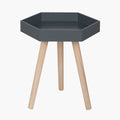Halston Grey MDF & Brown Pine Wood Hexagon Table K/D - Available In Brown, White, Mustard & Black