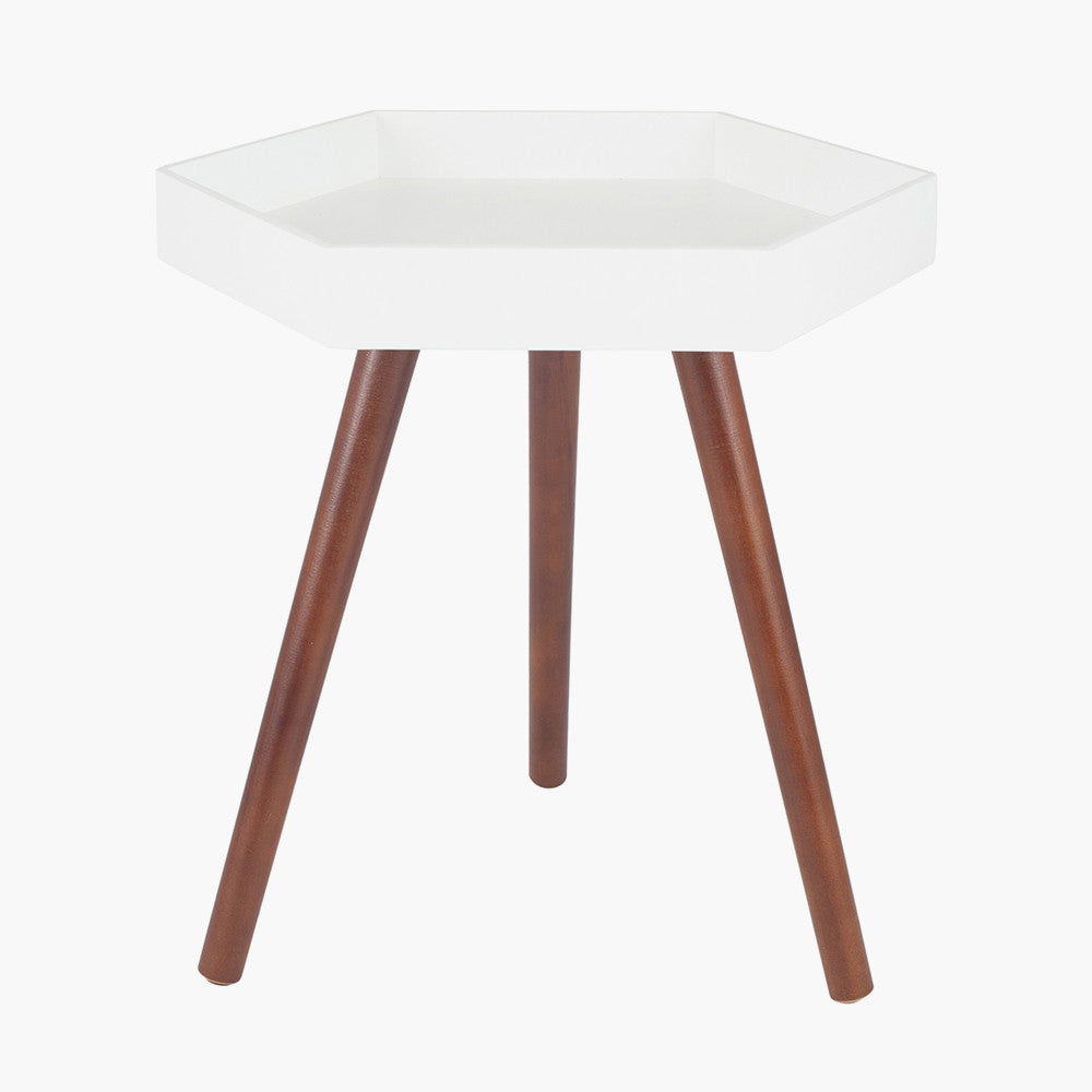 Halston Grey MDF & Brown Pine Wood Hexagon Table K/D - Available In Brown, White, Mustard & Black
