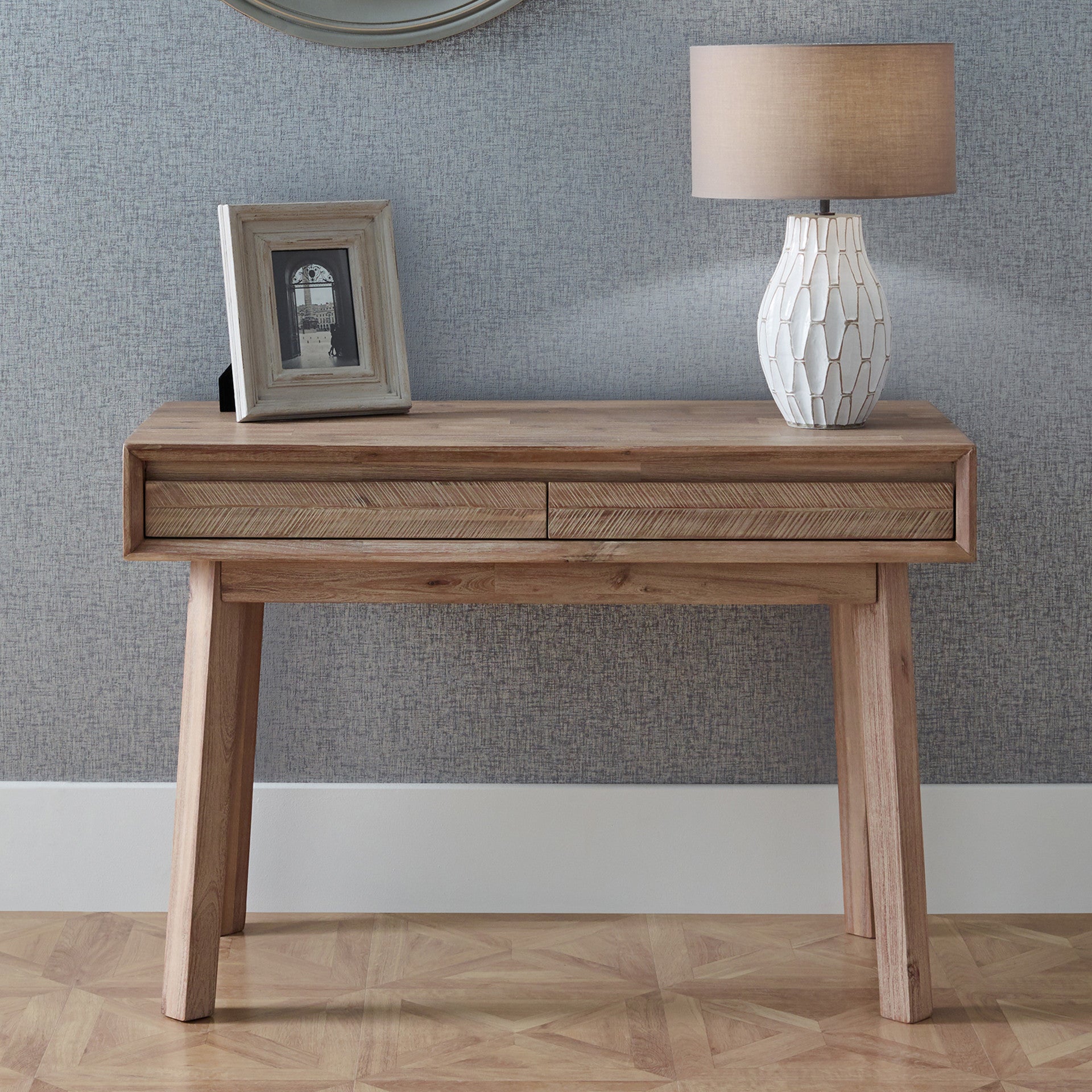 Kalmar Sand Wash Acacia Wood 2 Drawer Desk K/D