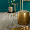 Veneziano Metal & Mirrored Glass S/2 Round Tables - Available in Silver or Gold