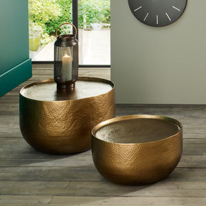 Sangli Hammered Round Table Large - Available in Polished Aliminium or Antique Brass