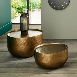 Sangli Hammered Round Table Small - Available in Polished Aliminium or Antique Brass