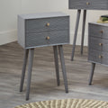 Chaya Dark Grey Pine Wood 2 Drawer Bedside Table K/D