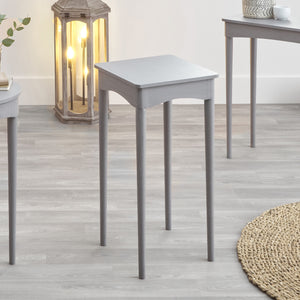 Naha Dark Grey Pine Wood Square Occasional Table K/D - Available in Grey and White