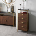 Langley Acacia Wood and Black Marble 4 Drawer Tall Boy