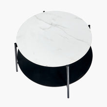 Load image into Gallery viewer, Marchello White Marble Veneer &amp; Black Metal Coffee Table
