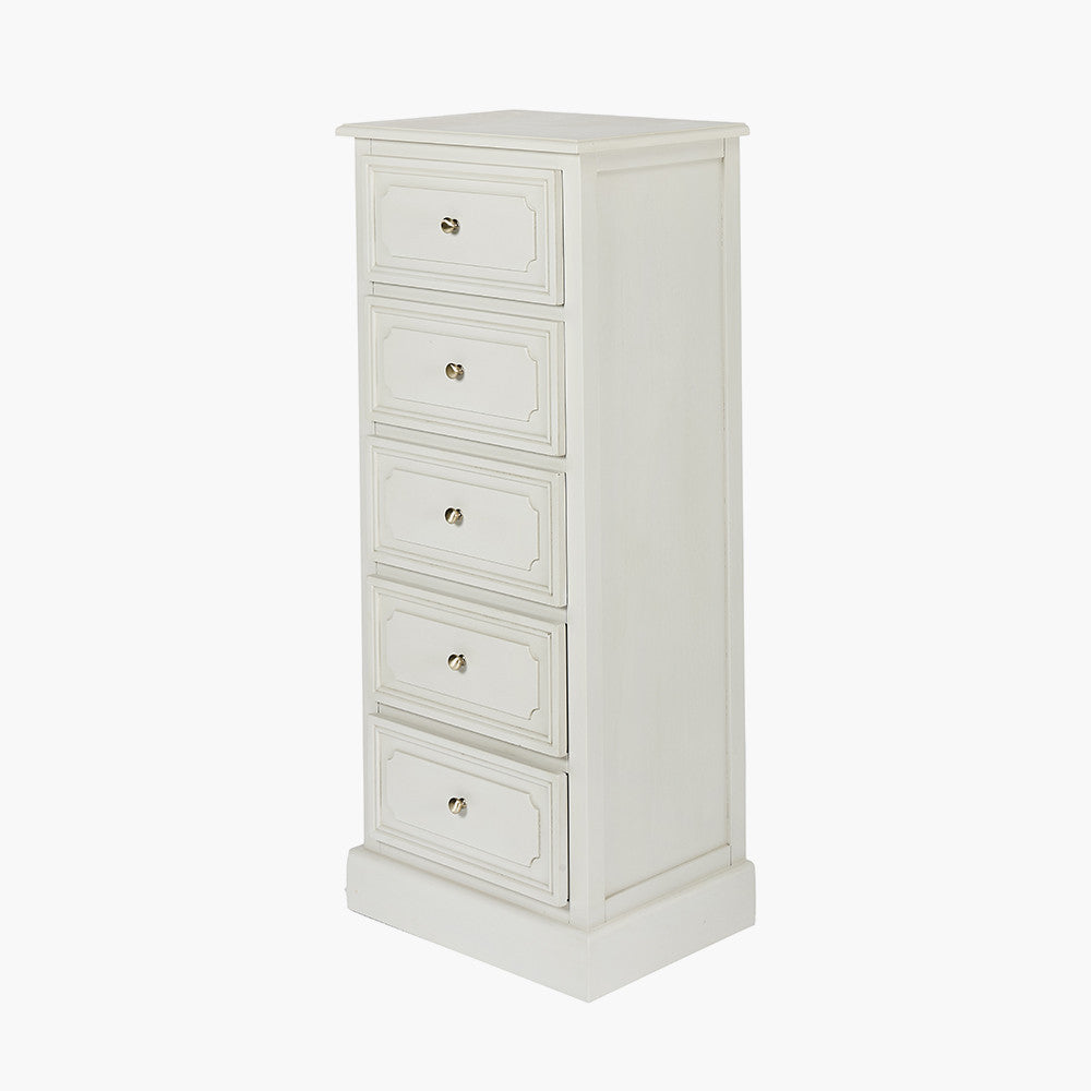 Ascot Pine Wood Grey 5 Drawer Tall Boy