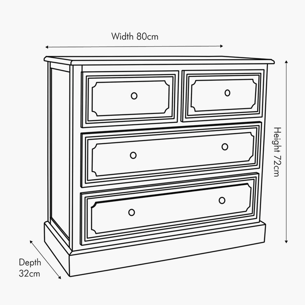 Ascot Pine Wood Grey 4 Drawer Unit