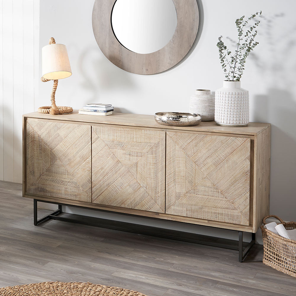 Marca Acacia Wood 3 Door Sideboard