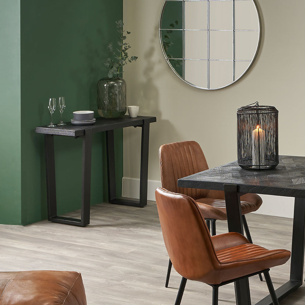 Mashu Matt Black Mango Wood and Iron Console Table