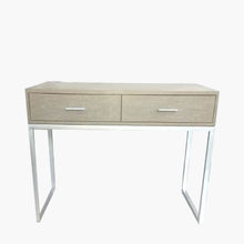 Load image into Gallery viewer, Ambroso Grey Wash Mango Wood and Metal 2 Drawer Dressing Table - Gold or Silver
