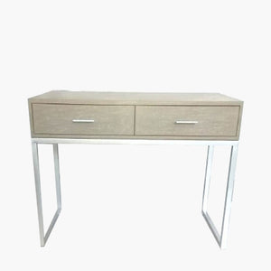 Ambroso Grey Wash Mango Wood and Metal 2 Drawer Dressing Table - Gold or Silver