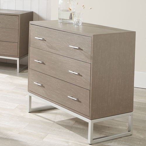 Ambroso Grey Wash Mango Wood and Metal 3 Drawer Unit - Silver