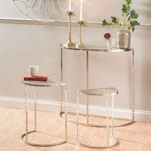 Gingko Metal Half Moon Console Table - Available in Silver