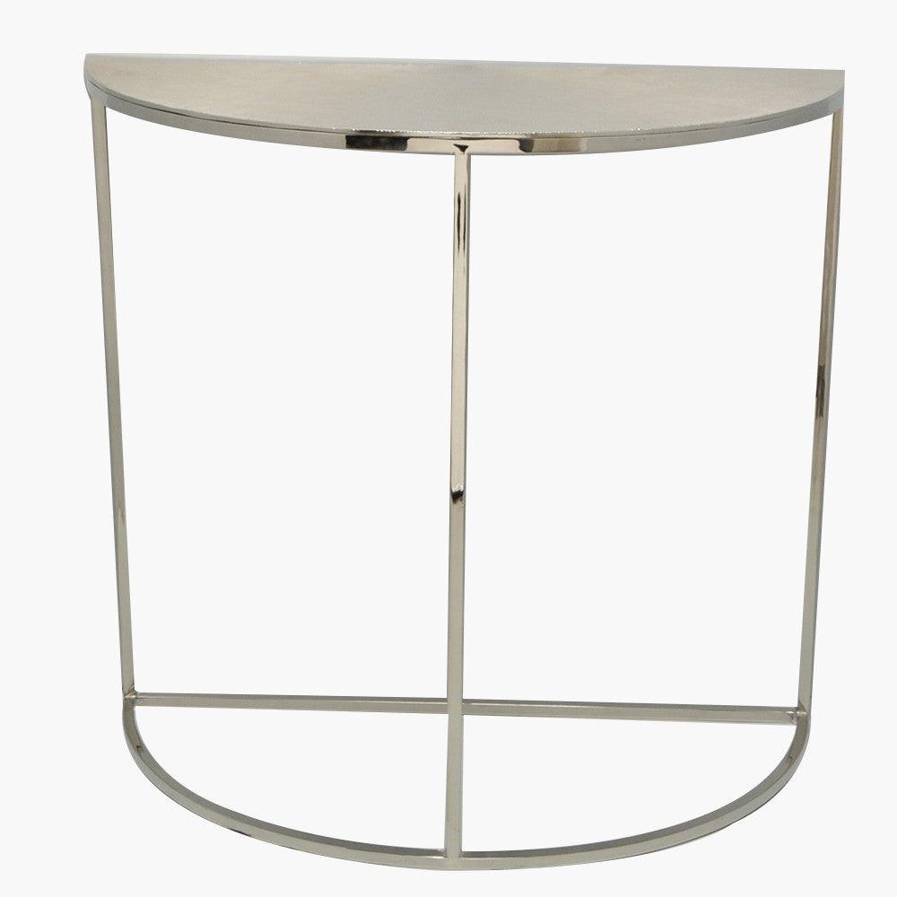 Gingko Metal Half Moon Console Table - Available in Silver