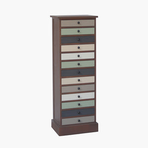 Loft Pine Wood Sage Multicoloured 13 Drawer Unit