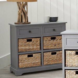 Devonshire Grey Wood 2 Drawer 4 Basket Unit