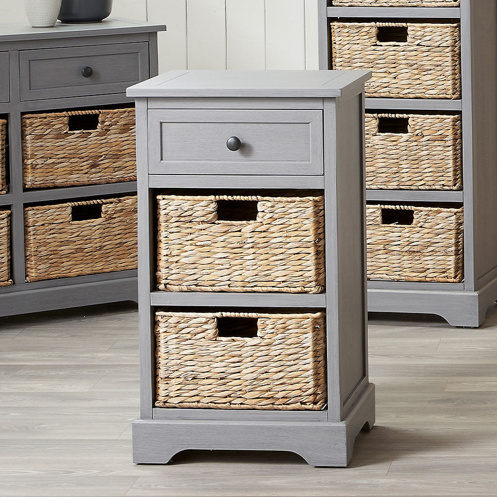 Devonshire Grey Wood 1 Drawer 2 Basket Unit