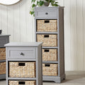 Devonshire Grey Wood 1 Drawer 4 Basket Tall Unit