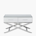 Rocco Silver Mirrored Glass and Metal Coffee Table