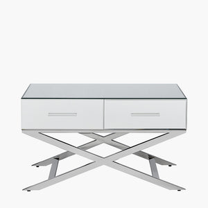 Rocco Silver Mirrored Glass and Metal Coffee Table