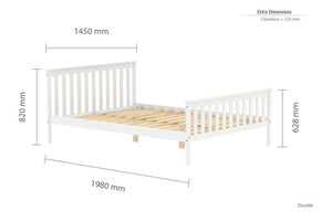 Oxford White Wooden (Pine) Bed - Available in Single (3ft), Double (4"6ft) & KingSize (5ft)