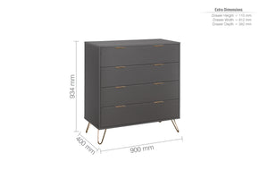 Arlo 4 Drawer Chest - Charcoal