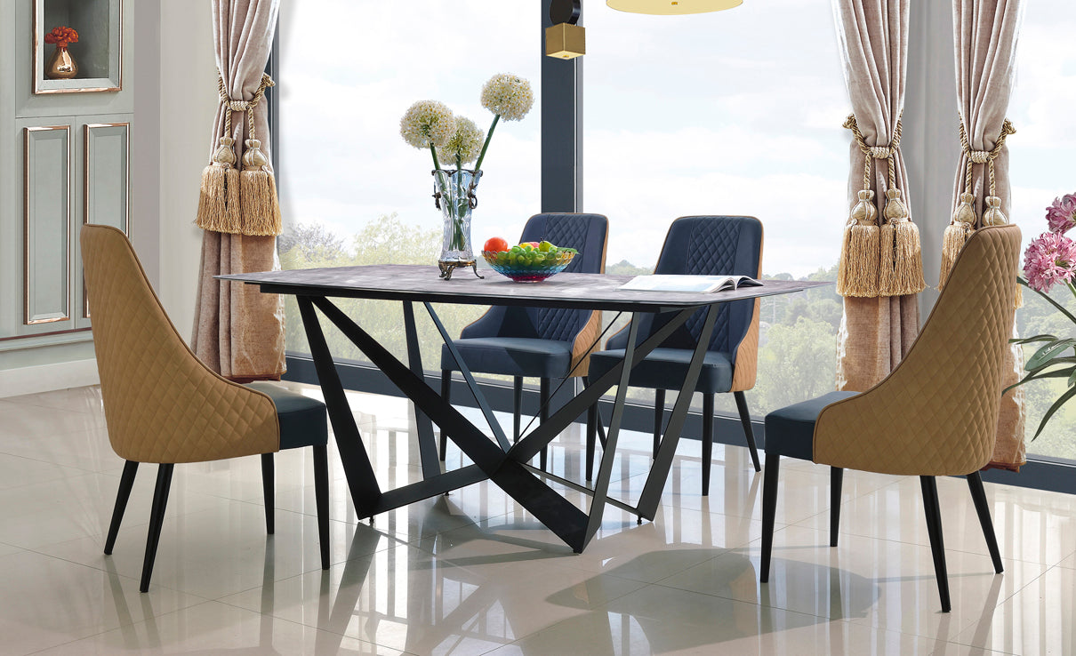 Madeline PU Dining Chairs with Black Metal Legs