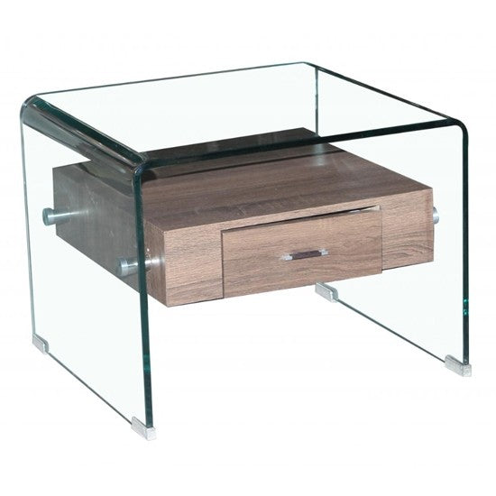 Milford Clear Lamp Table with Drawer