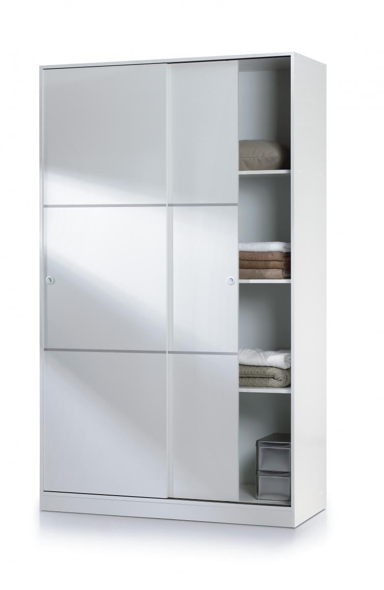 Neva 4Ft Wide Sliding Door Wardrobe - With Shelves - Available in White