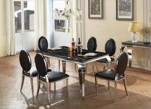 Camila Dining Chair Stainless Steel & Black PU