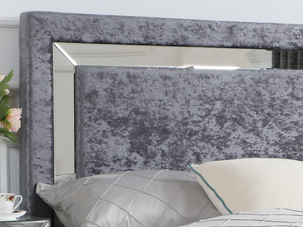 Lugano Crushed Velvet Bed with Mirror