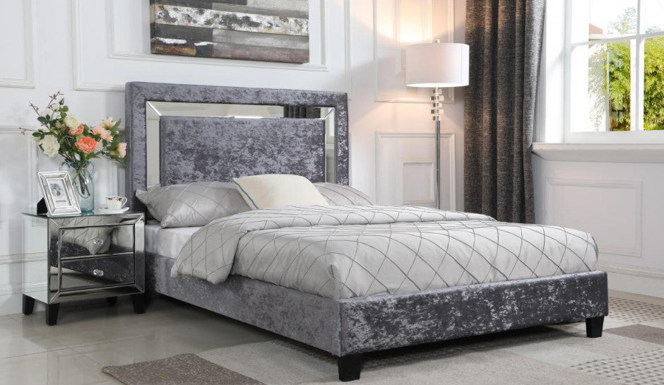 Lugano Crushed Velvet Bed with Mirror