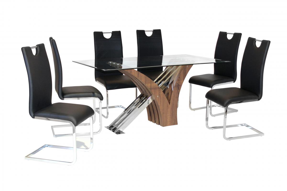 Willow Glass Dining Table Walnut Colour