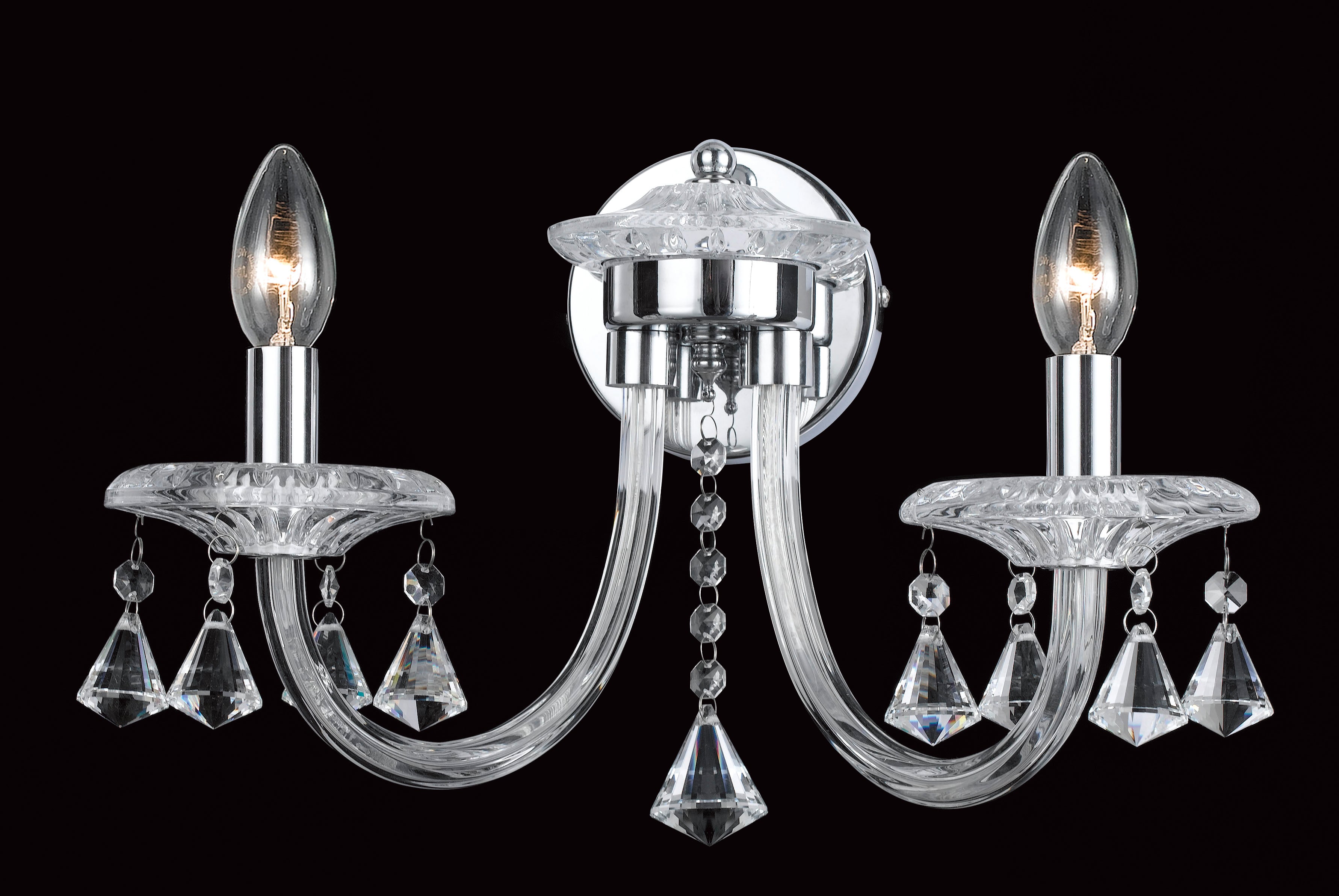 Dale 2 Light Crystal & Chrome Wall Light