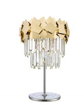 Load image into Gallery viewer, Dijon Crystal Laser Cut Table Lamp Chrome/Gold
