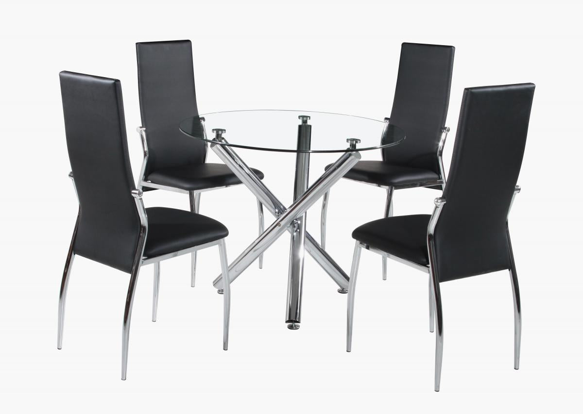 Emma Chrome & Glass Dining Table Black/Clear