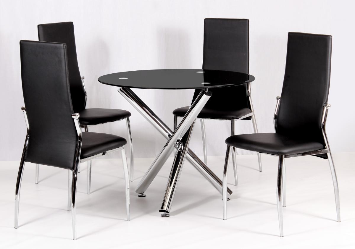 Emma Chrome & Glass Dining Table Black/Clear