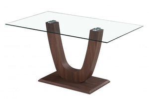 Grace Dining Table Clear Glass Walnut