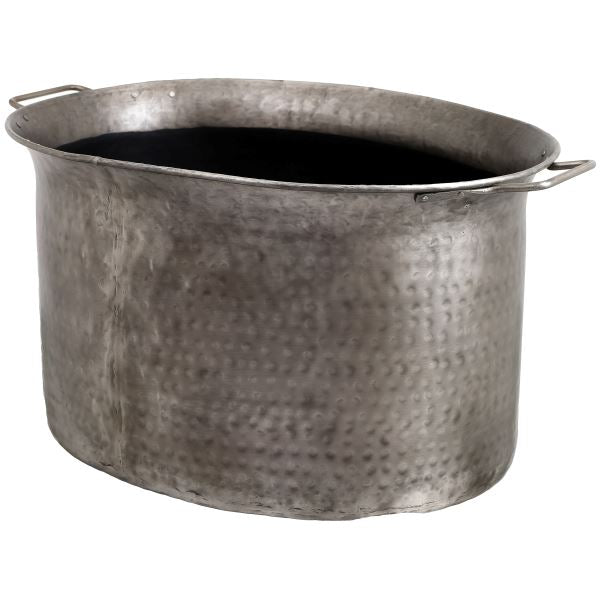 Large Antique Pewter Log Basket
